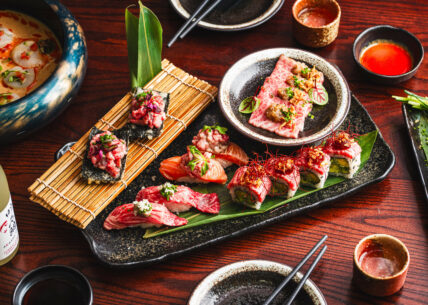 wagyu zukushi - a premium selection wagyu zukushi - a premium selection of A5 joshu wagyu beef served in a variety of ways
